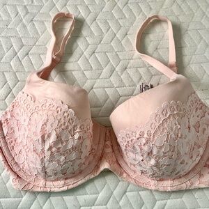 New Victoria's Secret Body by Victoria Bra Lined Demi Light Pink Pastel 32DDD
